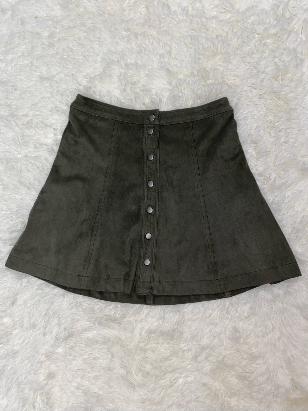 Abercrombie & Fitch Button-Front Skirt, Green Faux Suede, Academia,  Size 4